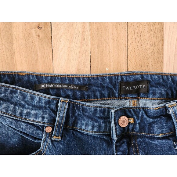 Talbots Sz 10 High Waist Relaxed Jean  32x30 Huron Dark Blue Wash Straight Leg - Picture 3 of 6